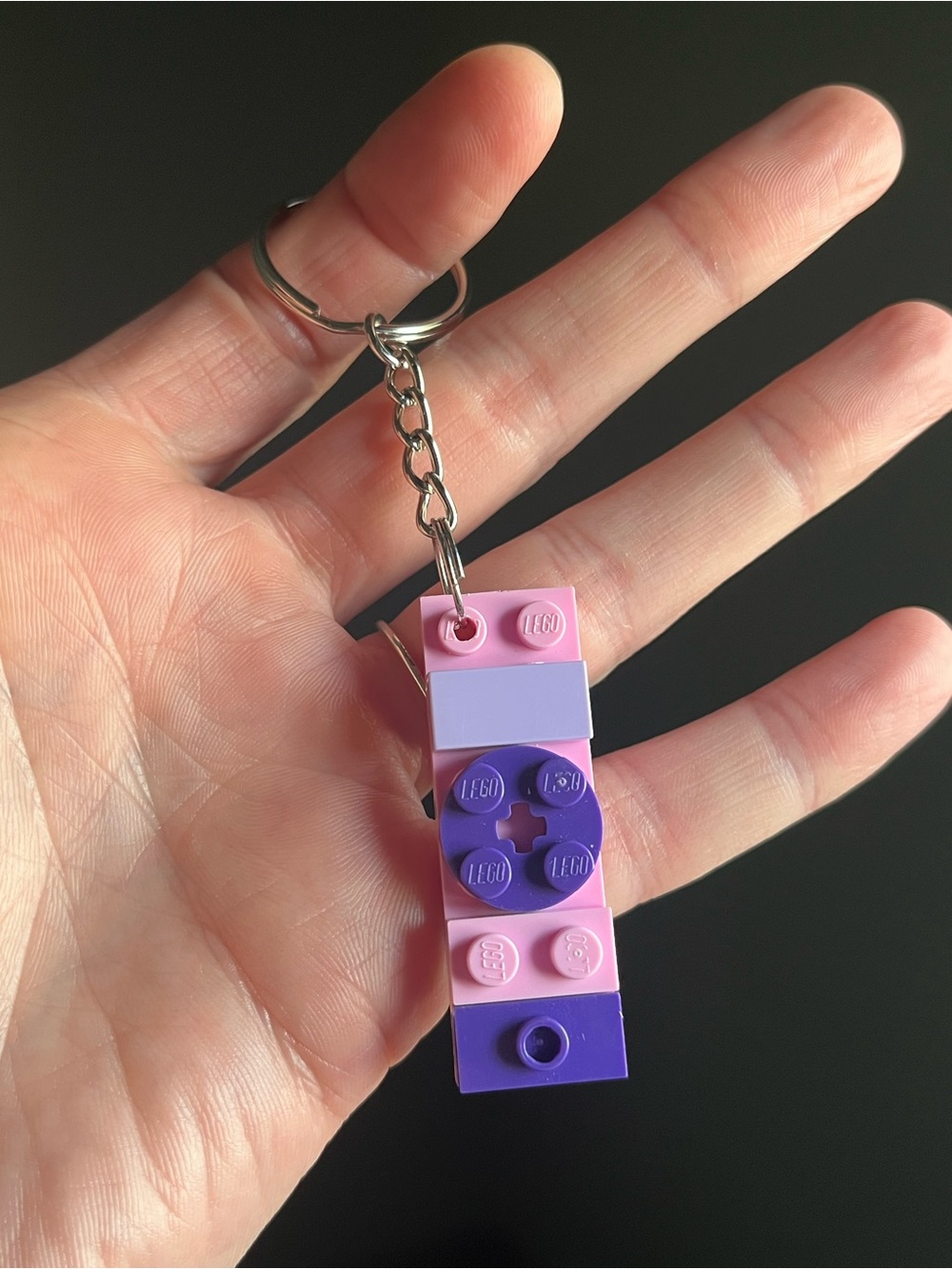 Lego Pink and Purple Stacked Brick Keychain - Handmade